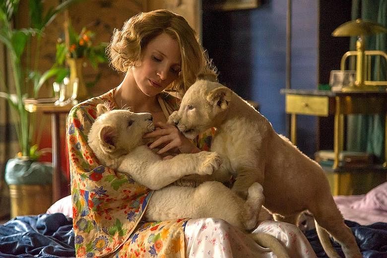 Actress Jessica Chastain plays Antonina Zabinski in The Zookeeper's Wife, who shelters Jews in her zoo during World War II.