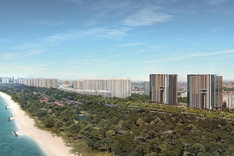 An artist's impression of Seaside Residences in Siglap. It is the first government land sales site along the ECP to face additional design guidelines.