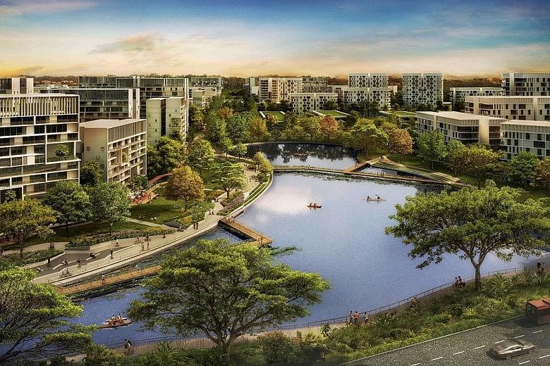 An artist's impression of Tengah new town, which will eventually contain 42,000 homes - 30,000 public and 12,000 private. The first public flats will be launched next year.