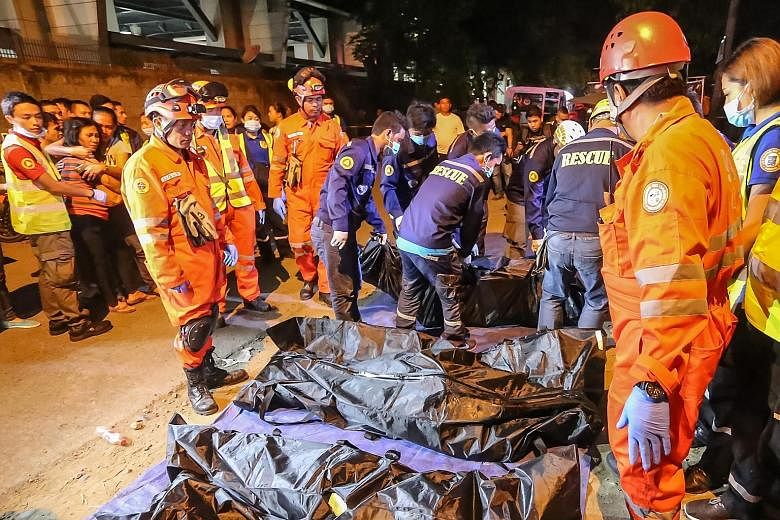 Rescue workers at work after an explosion in Davao City on Sept 2 last year. Suspected bomber Mohammad Abduljabbar Sema was arrested by Malaysian police in November after he fled from the Philippines.