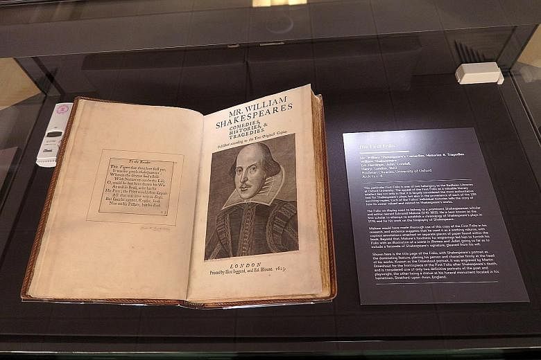 A nearly 400-year-old first edition of William Shakespeare's plays is on display at the show, Shakespeare In Print: The First Folio.