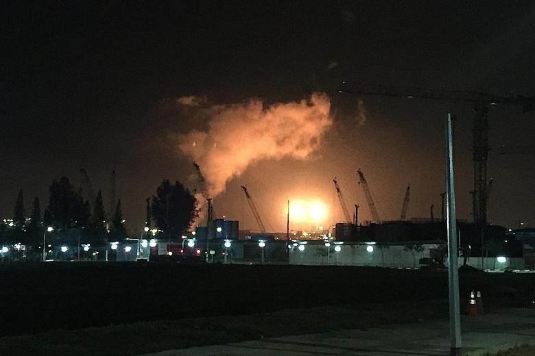 A large gas flare last week in Pasir Gudang prompted Singapore residents to contact the SCDF. Petrochemical company Lotte Chemical Titan's gas flares seen from Block 318A in Punggol. Gas flaring can happen every day, but the flames are usually small.