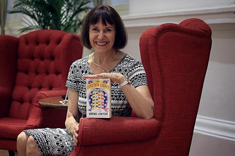 Marina Lewycka with her most recent novel, The Lubetkin Legacy. She is working on a book on the Brexit vote which could be set in Singapore.