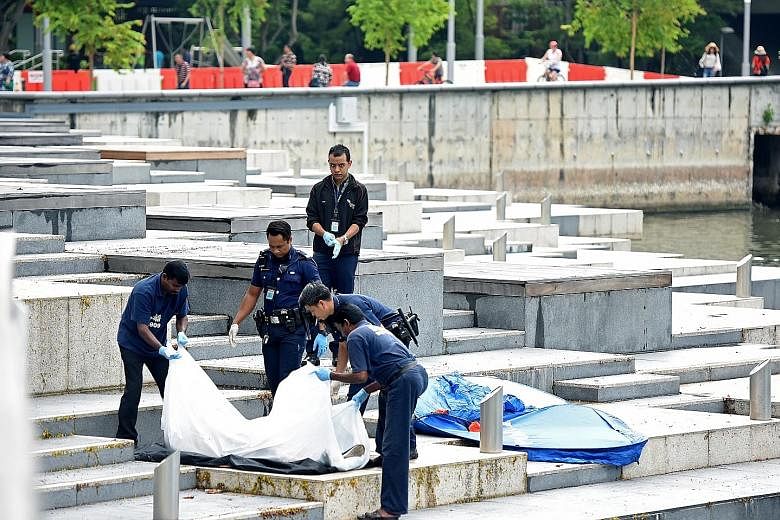 Police were alerted to the discovery of a body, found in the Singapore River and brought to shore near Esplanade Park, at around 8am yesterday.