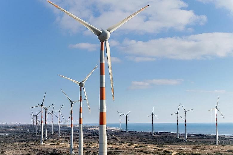 Sembcorp Industries' wind turbines in India. The group is among a number of large Singapore firms to have made significant inroads into developing infrastructure across Asia.
