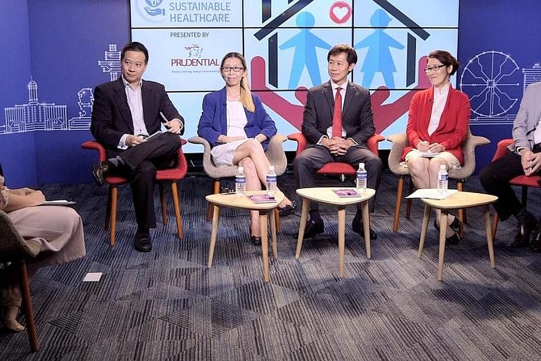 From left: Roundtable moderator Lorna Tan with Dr Jeremy Lim, partner and head of health and life sciences practice for Asia-Pacific at Oliver Wyman; Ms Pauline Lim, executive director of Life Insurance Association; Mr Mack Eng, head of medical at Pr