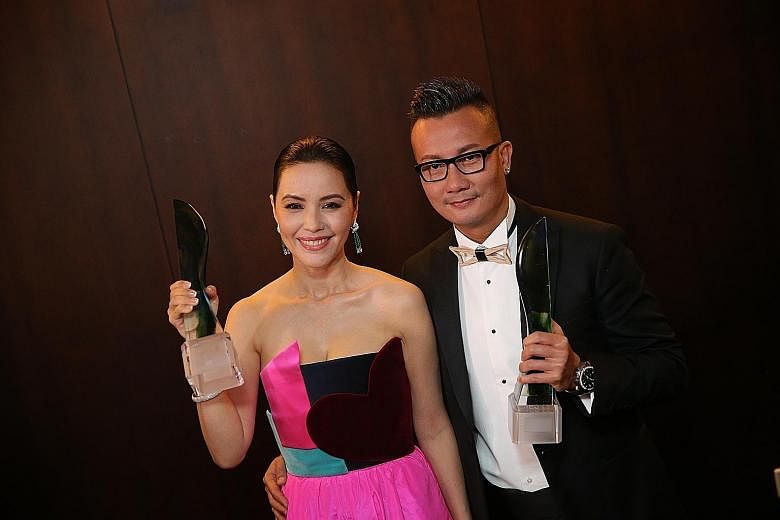 Zoe Tay won her second Best Actress honour at the Star Awards last night, while Chen Hanwei's Best Actor award was his fifth. Both are alumni of the 1988 Star Search talent hunt.