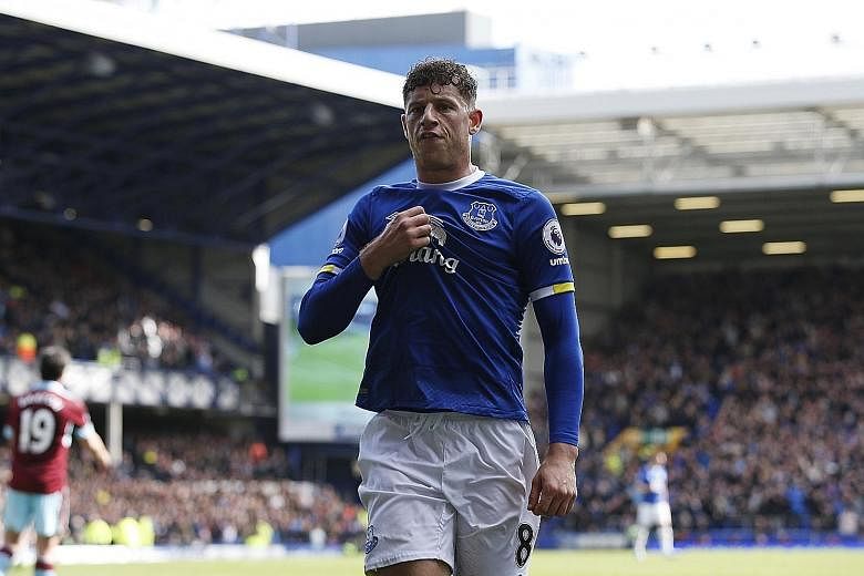 Everton's Ross Barkley celebrates scoring against Burnley, after a difficult week in which he was punched in a bar.