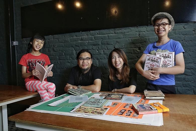 The family behind RUBBISH FAMzine: Pann and Claire Lim with their children, Aira, 10, and Renn, 13.