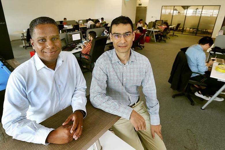 Mr Biju K. (left) and Mr Vikram Mengi co-founded Latize in 2009 and launched Ulysses, the firm's key data platform in 2013. The company's main customers are government agencies and financial and education services, and it is investing in geographical