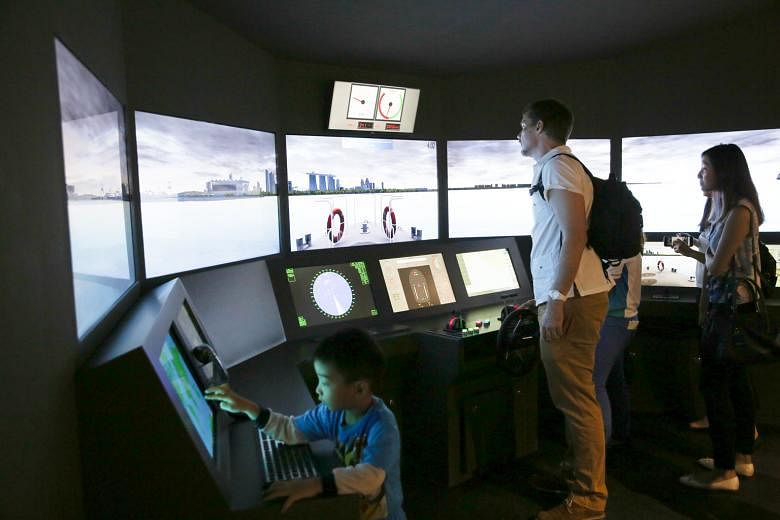 Visitors to the refreshed Singapore Maritime Gallery at Marina South Pier can get to command a ship via a simulator, as well as go "ship spotting" by pointing a tablet at the models on display. There is also a resource corner at the gallery, which underwe