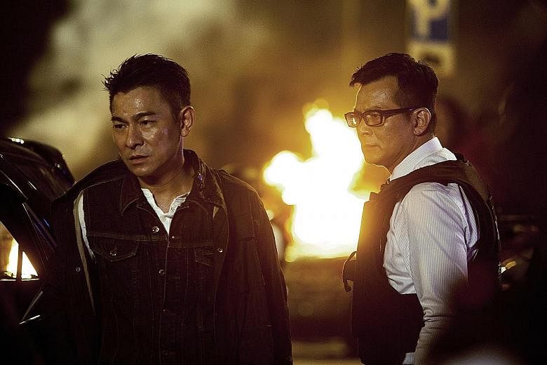 Andy Lau (left) plays the macho special agent and Felix Wong (right) his superior officer when he was working undercover in Shock Wave.