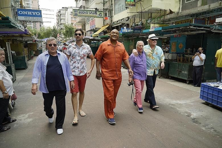 Reality TV series Better Late Than Never stars (from left) William Shatner, Jeff Dye, George Foreman, Henry Winkler and Terry Bradshaw in Hong Kong.
