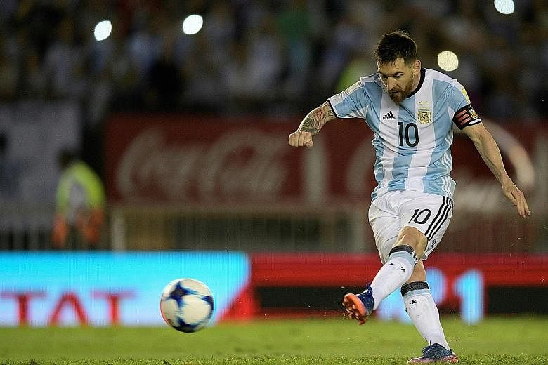 Lionel Messi scoring in a World Cup qualifier last month. His current ban from competitive matches does not cover friendlies.
