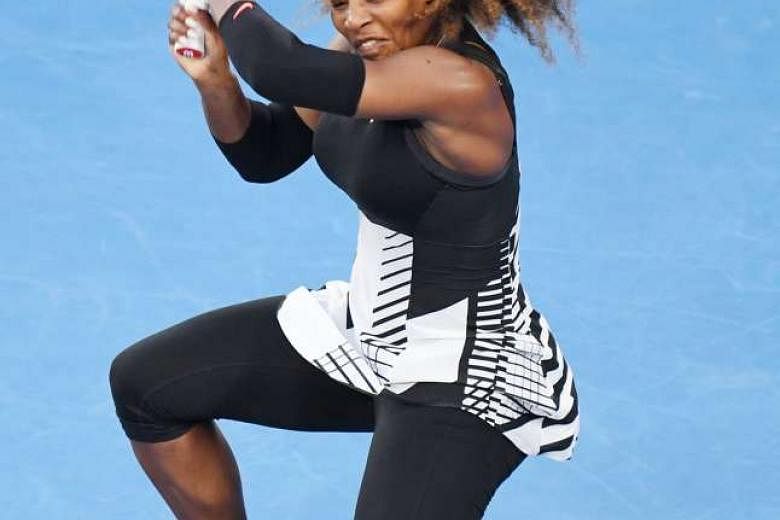 Serena Williams on the way to beating her older sister Venus to win the Australian Open in late January. Now 20 weeks pregnant, the 23-time Grand Slam singles champion was already with child when she triumphed for the seventh time in Melbourne. 