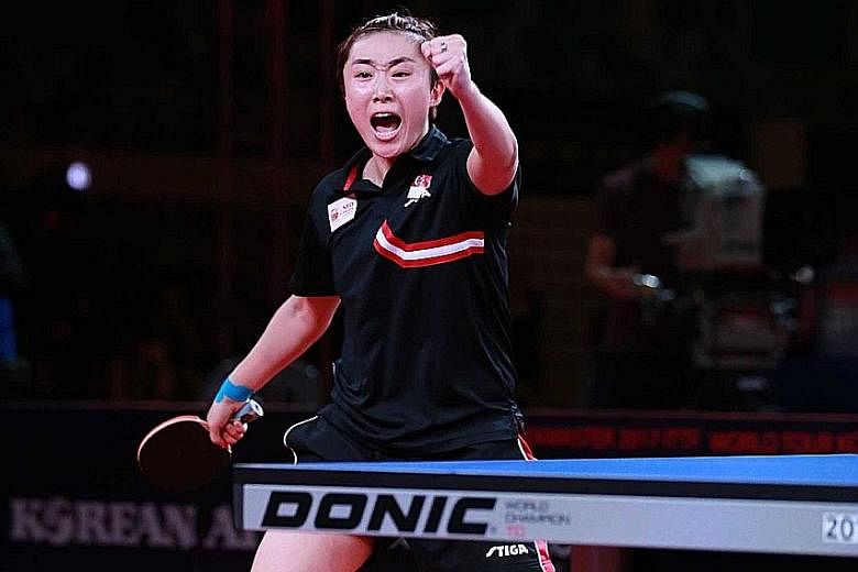 Feng Tianwei beat Japan's Kasumi Ishikawa 12-10, 6-11, 11-9, 5-11, 11-8, 11-9 yesterday to clinch her 10th ITTF singles title and increased her head-to-head record over Ishikawa to 10-5.