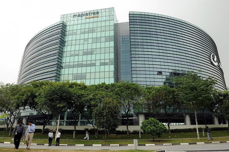 The Signature, an office building owned by Mapletree Industrial Trust, at Changi Business Park. Mapletree Industrial Trust's 86 investment properties were valued at $3.75 billion as at March 31, an increase of $190.8 million over the previous valuati