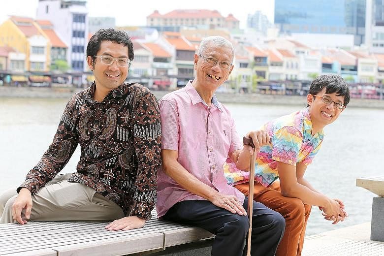 (From left) Javanese-language representative Haider Sahle, Kristang representative Bernard Mesenas and event organiser Kevin Martens Wong hope to get participants interested in Singapore's linguistic diversity through activities such as language puzz