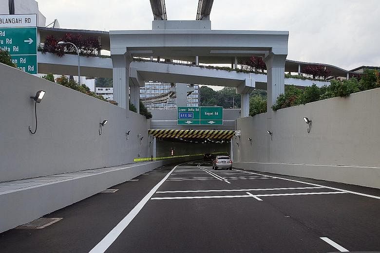 A 1.4km undersea road tunnel connecting Sentosa to the mainland opened yesterday morning. The one-way Sentosa Gateway Tunnel will allow motorists leaving the resort island to connect directly to Lower Delta Road and Keppel Road. It is expected to eas