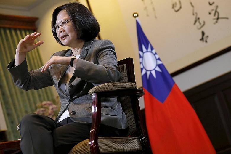 Speaking from her presidential office after nearly a year as Taiwan's President, Ms Tsai Ing-wen urged Chinese President Xi Jinping to act like a leader and "show a pattern and flexibility, use a different angle to look at cross-strait relations".