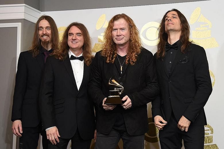 Metal band Megadeth's (from left) Dirk Verbeuren, David Ellefson, Dave Mustaine and Kiko Loureiro have sold 50 million records worldwide.