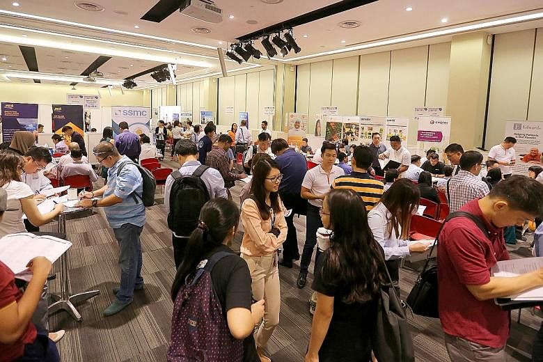 About 900 job seekers visited the one-day career fair for the manufacturing sector yesterday at the Devan Nair Institute for Employment and Employability, where 31 firms were offering more than 900 jobs.