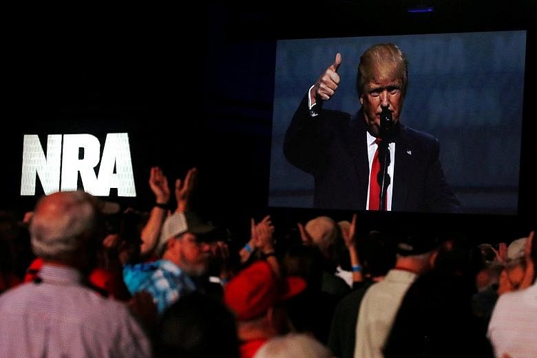 United States President Donald Trump received a thunderous welcome from thousands of gun lovers when he appeared on Friday at the National Rifle Association's annual convention to thank the group for its unwavering support of his presidential campaig