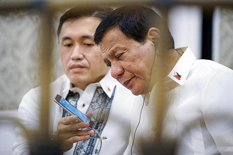 Philippine President Rodrigo Duterte during a phone call with US President Donald Trump last Saturday.