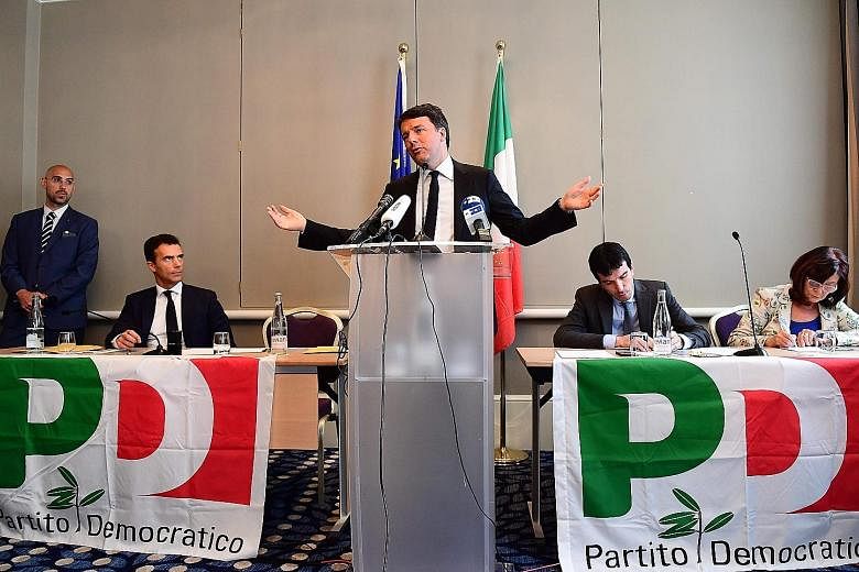 Former Italian prime minister Matteo Renzi campaigning for the Italian Democratic Party leadership in Brussels, Belgium, on Friday. Mr Renzi resigned as prime minister in December last year after Italians overwhelmingly rejected a constitutional refe