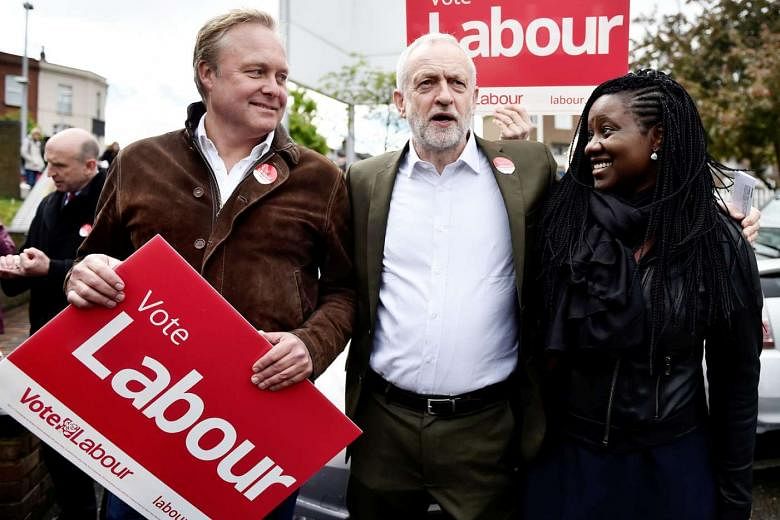Mr Jeremy Corbyn, leader of the opposition Labour Party, at a campaign event in Clapham Junction, in south London, on Monday. He remains deeply unpopular with the electorate and has almost no chance of gaining power. 