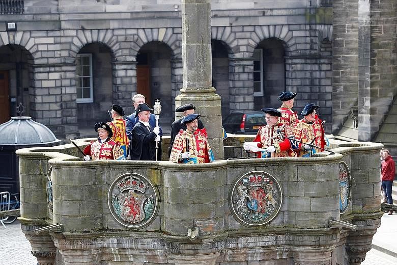 A ceremonial dissolution of Scotland's Parliament in Edinburgh yesterday. It was carried out after the UK Parliament was officially dissolved at one minute past midnight on Wednesday, ahead of the general election on June 8.