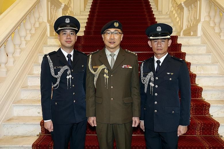 (From far left) ASP (NS) Teo Congde, Colonel (NS) Lim Jit Mee and ASP Chua Kung Young.