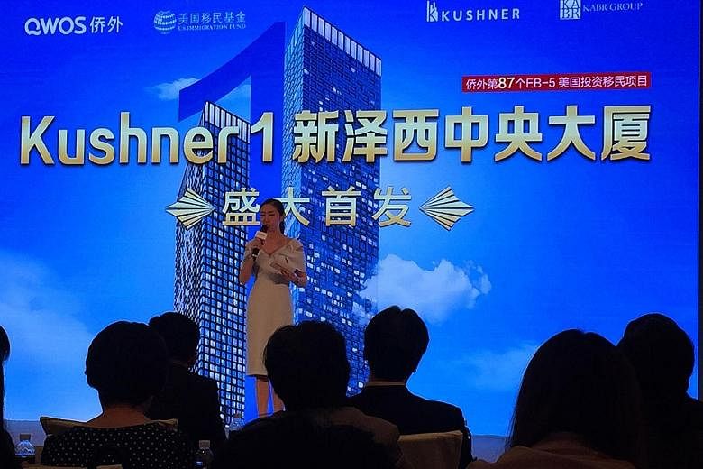 In a presentation in Beijing on Saturday, representatives from the Kushner family business urged Chinese citizens to consider investing in a New Jersey real estate project.