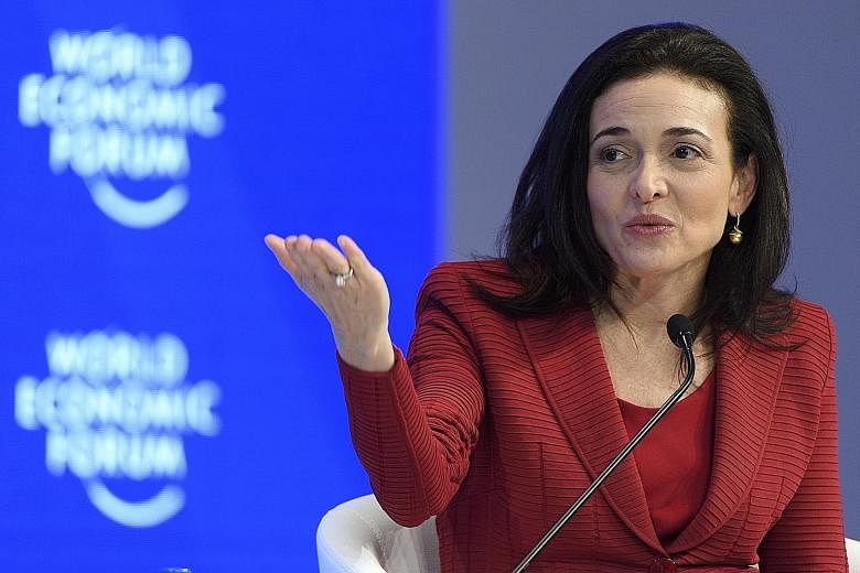 Facebook chief operating officer Sheryl Sandberg speaking at the World Economic Forum meeting in Davos, Switzerland, in January. She wrote her second book, Option B, with psychologist Adam Grant.