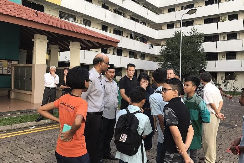 Deputy Prime Minister Tharman Shanmugaratnam at the wake held in Ho Ching Road for 12-year-old Muhammad Suhaimi Sabastian, who drowned off East Coast Park on Monday.