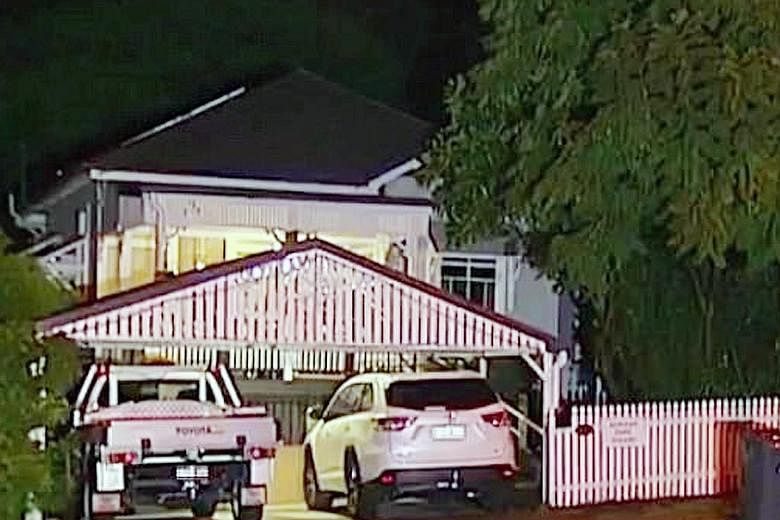 The suspect was filmed yesterday by television crews in his rented room at the Norman Park residence (above) in Brisbane. Police said he entered Australia on Sunday as a tourist and had previously been in a relationship with the victim.