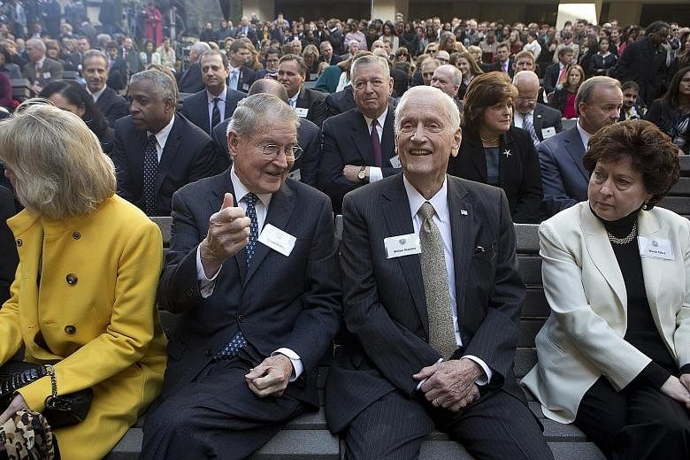 Former FBI directors William Webster (left) and William Sessions at a ceremony in 2013 to install Mr James Comey (not pictured) as new FBI director. Mr Sessions was himself fired by former president Bill Clinton in July 1993.