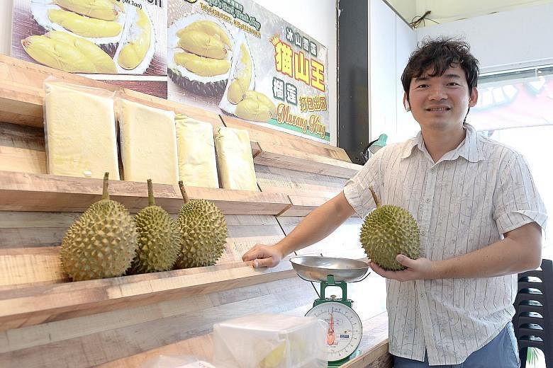 Durian Plantation's Tan See Thong started selling the fruit online last month and has since sold close to 1,000 durians on the platform. The fruits sold online, similarly priced as those in-store, are de-husked and packed into boxes for delivery.