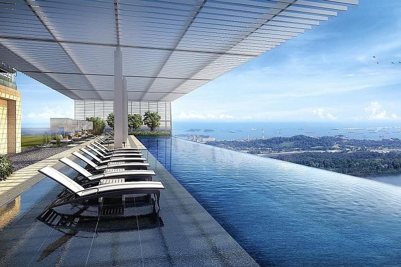 The infinity pool at Wallich Residence, which will open in the second half of the year. It will have 181 luxury units.