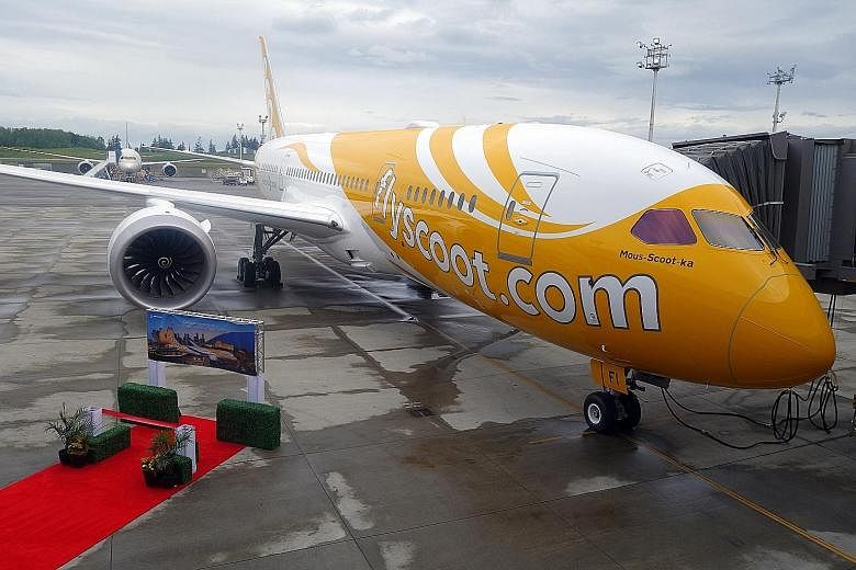 Scoot's newest Boeing 787 Dreamliner, seen here at Boeing's Everett Delivery Centre in Seattle, is the carrier's second to be fitted with crew bunks and will ply the Singapore-Athens service starting next month.