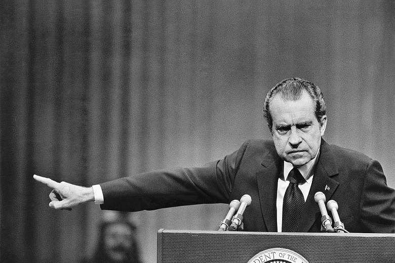 Then US President Richard Nixon at a New York rally in 1972. Similarities drawn between Mr Trump's firing of the FBI chief and the Watergate scandal have fuelled impeachment speculation but historians say it is very unlikely.