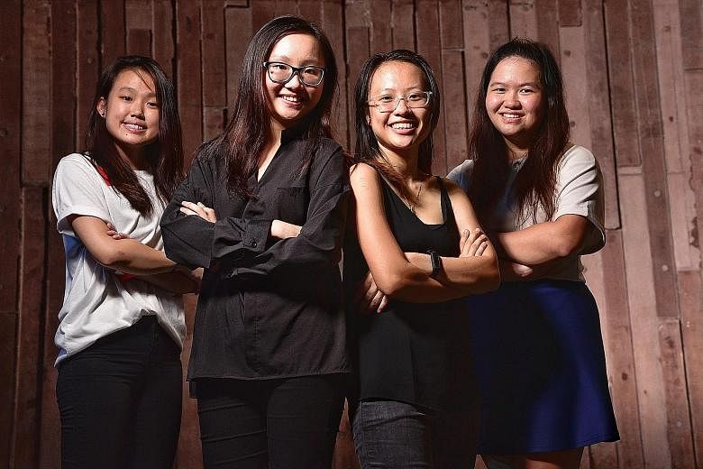 (From left) Ms Adelyn Lim, Ms Tricia Chua, Ms Tricia Koh and Ms Tan Li Ying have experienced mental health issues such as anxiety, depression and personality disorders. They hope to raise about $8,000 for SAMH.
