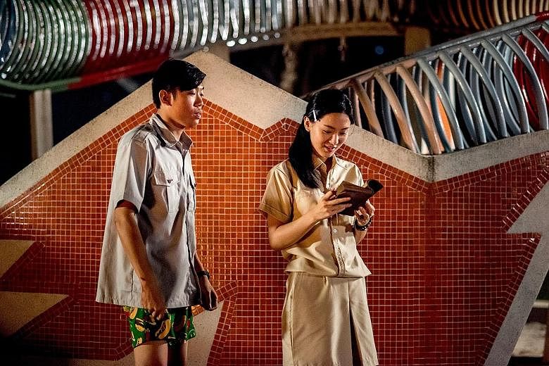 In Lucky Boy, Wang Weiliang plays a boy who has been pining for his childhood crush, played by Venus Wong (both left), his entire life.