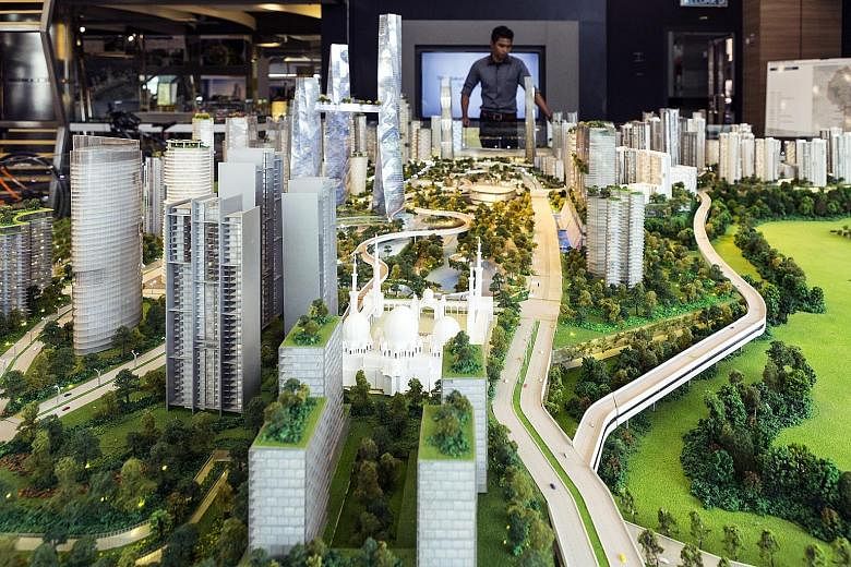 A model of the proposed Bandar Malaysia development, the country's largest property project, on display at a showroom in Kuala Lumpur.