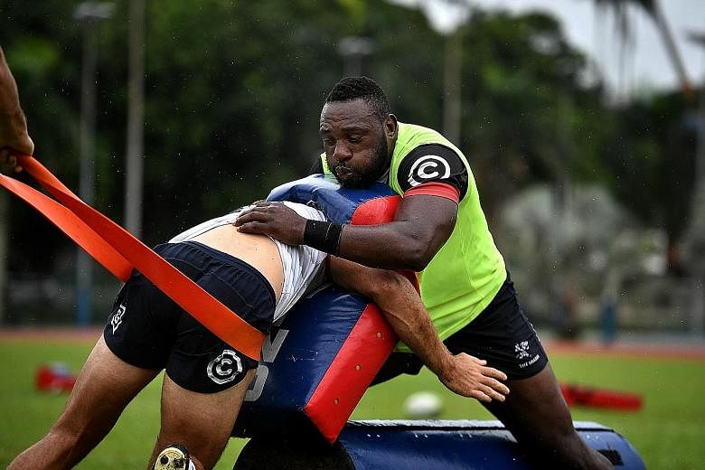 Tendai Mtawarira at a training session yesterday, in preparation for the Super Rugby match pitting the Sharks against the Sunwolves tomorrow.