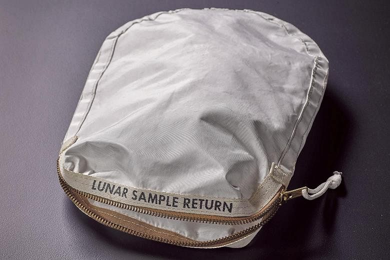This collection pouch was used by astronaut Neil Armstrong in 1969 to bring back the first sample of lunar material collected. The bag contains remnants of moon dust and may fetch up to US$4 million.
