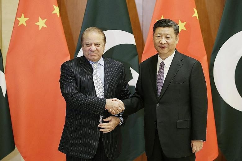 Pakistani Prime Minister Nawaz Sharif meeting Chinese President Xi Jinping on May 13, ahead of the Belt and Road Forum in Beijing. Beijing's support of Pakistan has resulted in deteriorating Sino-India relations.