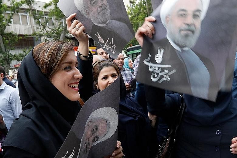 Supporters of Iranian President Hassan Rouhani took to the streets of Teheran last Saturday to celebrate his victory. The cleric, who was first elected in 2013, won 57 per cent of the vote in the presidential election last Friday.