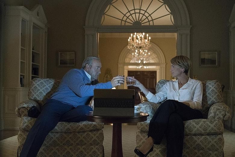 Kevin Spacey and Robin Wright play power-hungry couple Frank and Claire Underwood in House Of Cards.