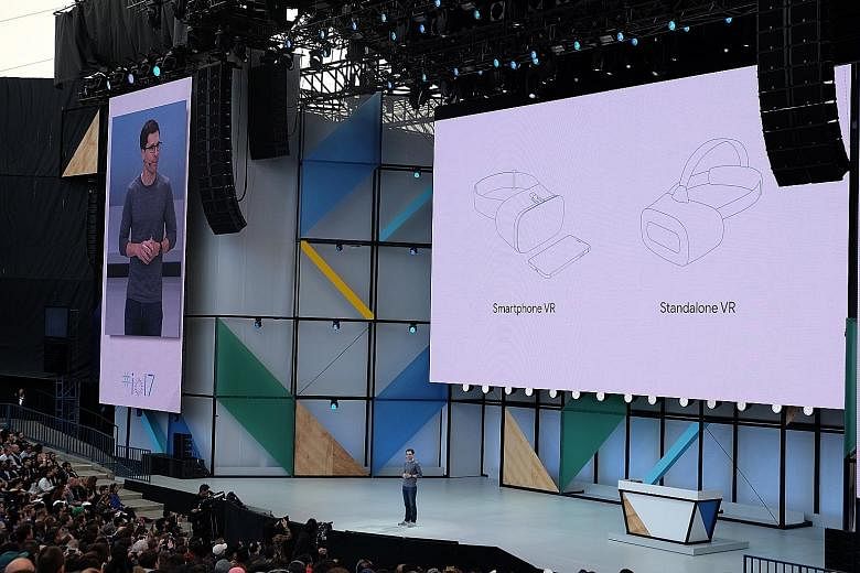 Google's vice-president of virtual and augmented reality, Mr Clay Bavor, announcing the new standalone VR headset at the Google I/O 2017 developer conference last week.